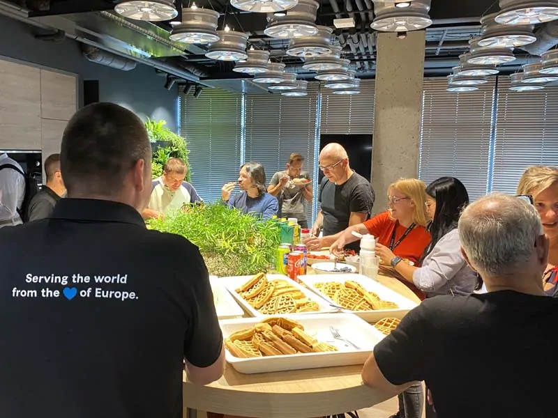 The kitchenette area is the social hub of our office.